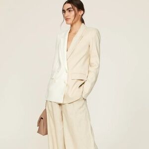 Veronica Beard Braeton Linen Dickey Blazer. Size 4. Cream Tan